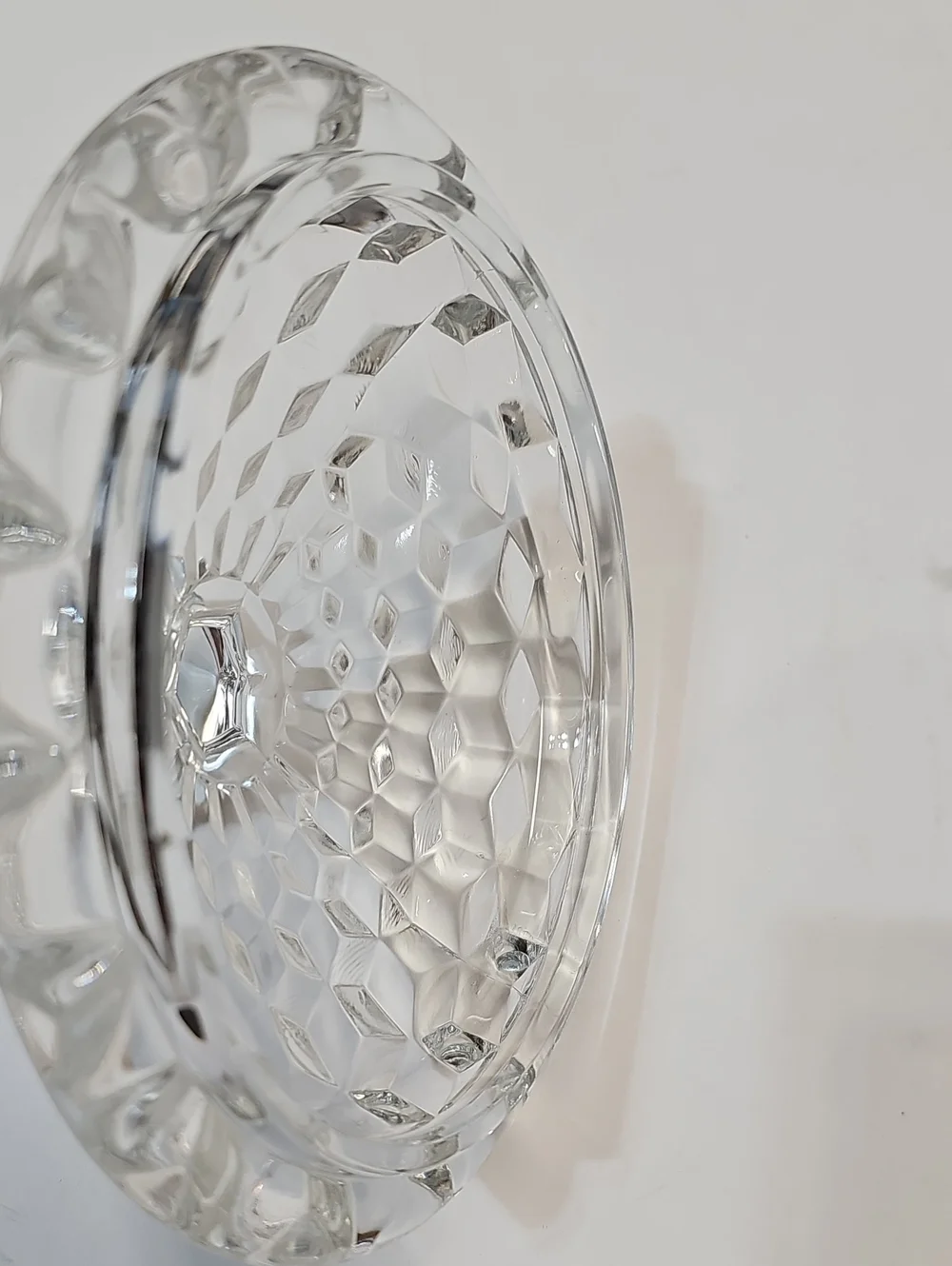 Vintage Fostoria American Clear Cube Motif Pressed Glass Cookie Jar & Lid